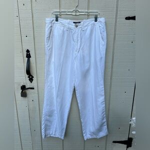 Nautica Pants Mens 32x27 White Classic Fit Linen Blend Chino Casual Summer